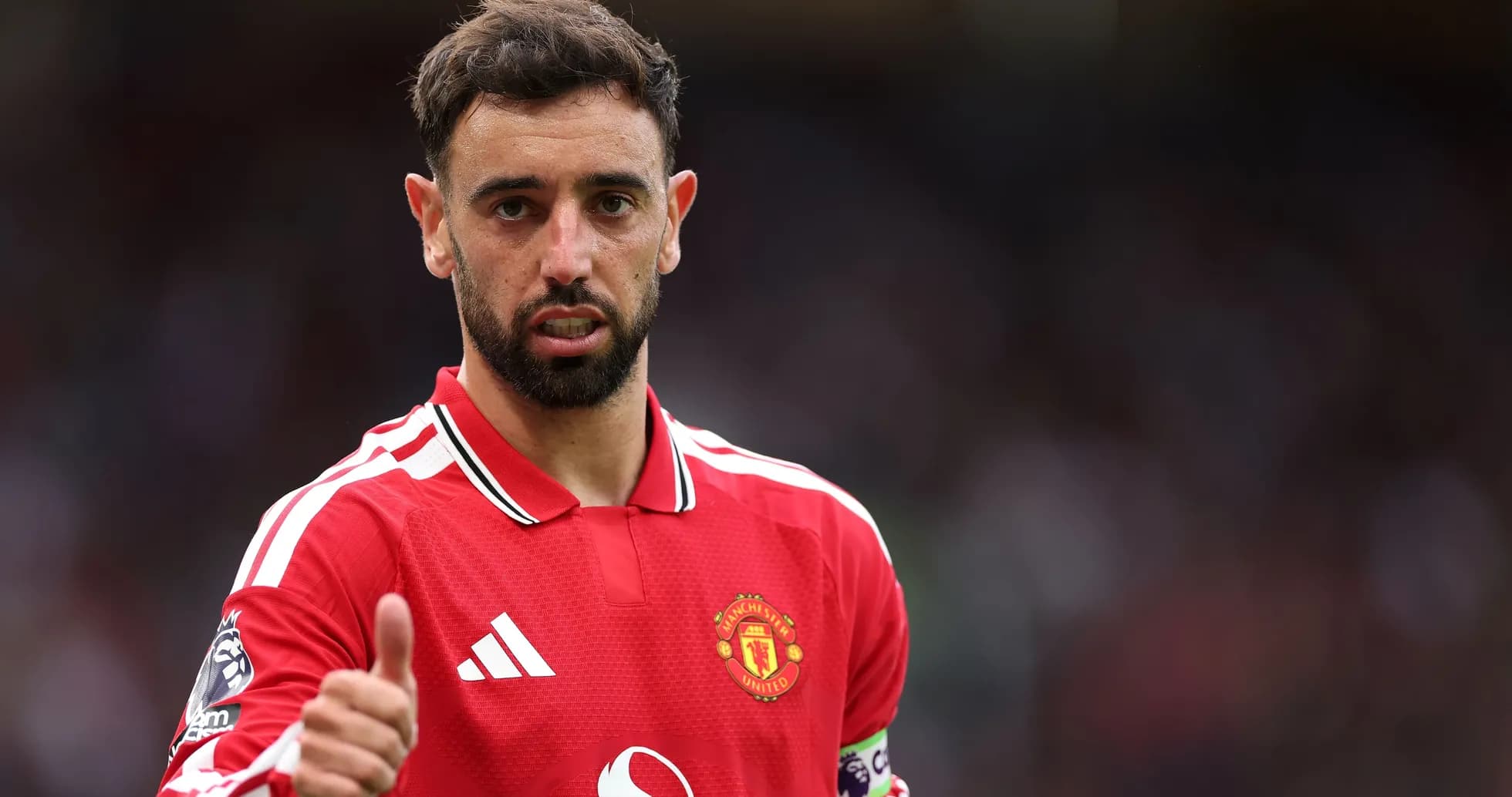 Bruno Fernandes gesturing during Manchester United match Bruno Fernandes gesturing during Manchester United match