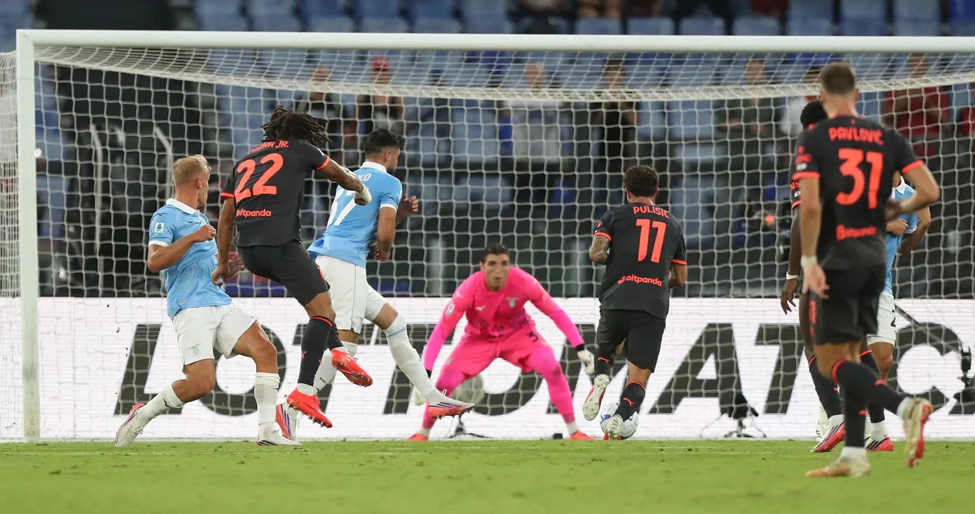 Goal attempt during Lazio vs AC Milan match Goal attempt during Lazio vs AC Milan match