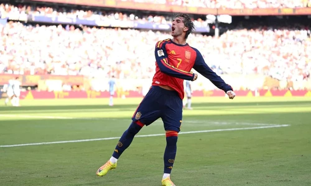 Player celebrating goal during Spain match Player celebrating goal during Spain match