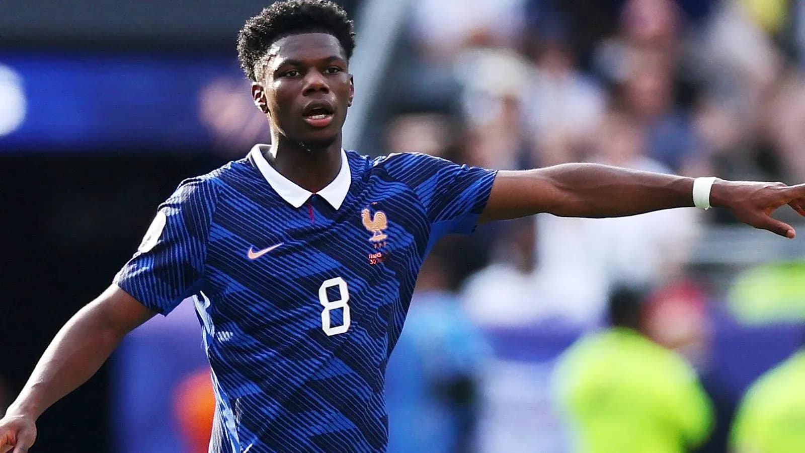 Player gesturing during match wearing France jersey Player gesturing during match wearing France jersey