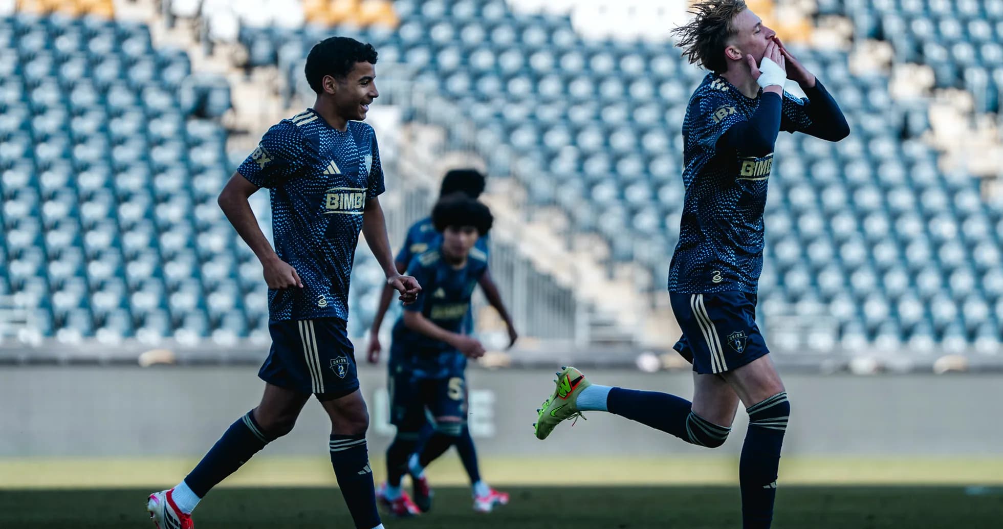 Philadelphia Union II players celebrating a goal Philadelphia Union II players celebrating a goal