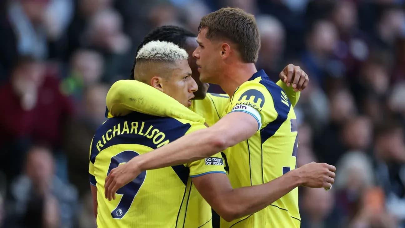 Tottenham players celebrating a goal during match Tottenham players celebrating a goal during match