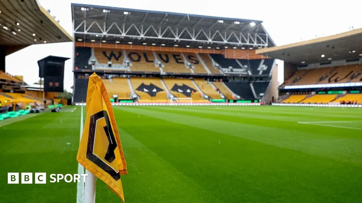 View of Molineux Stadium with corner flag View of Molineux Stadium with corner flag
