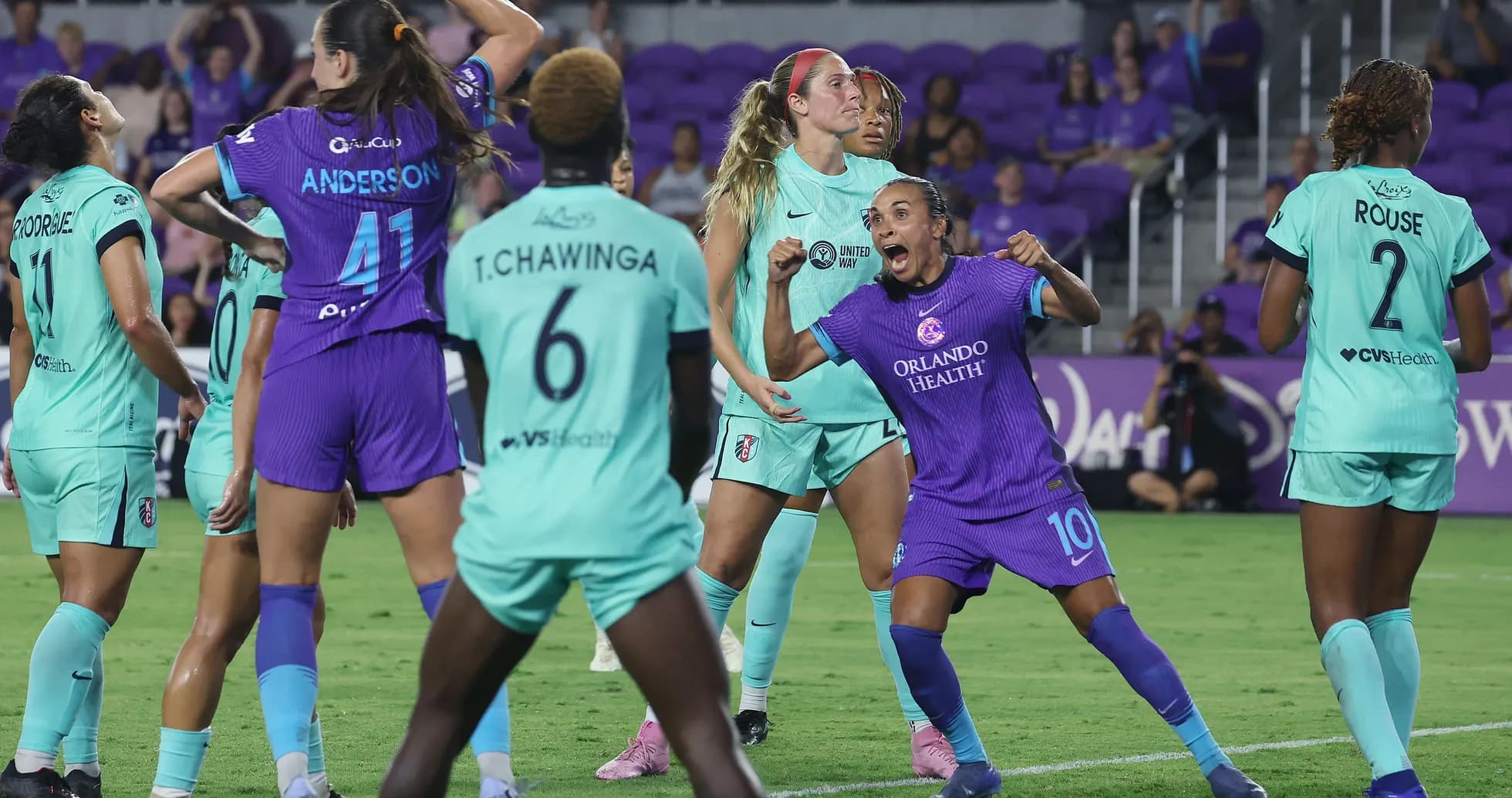 Players celebrating during Kansas City vs Orlando match Players celebrating during Kansas City vs Orlando match