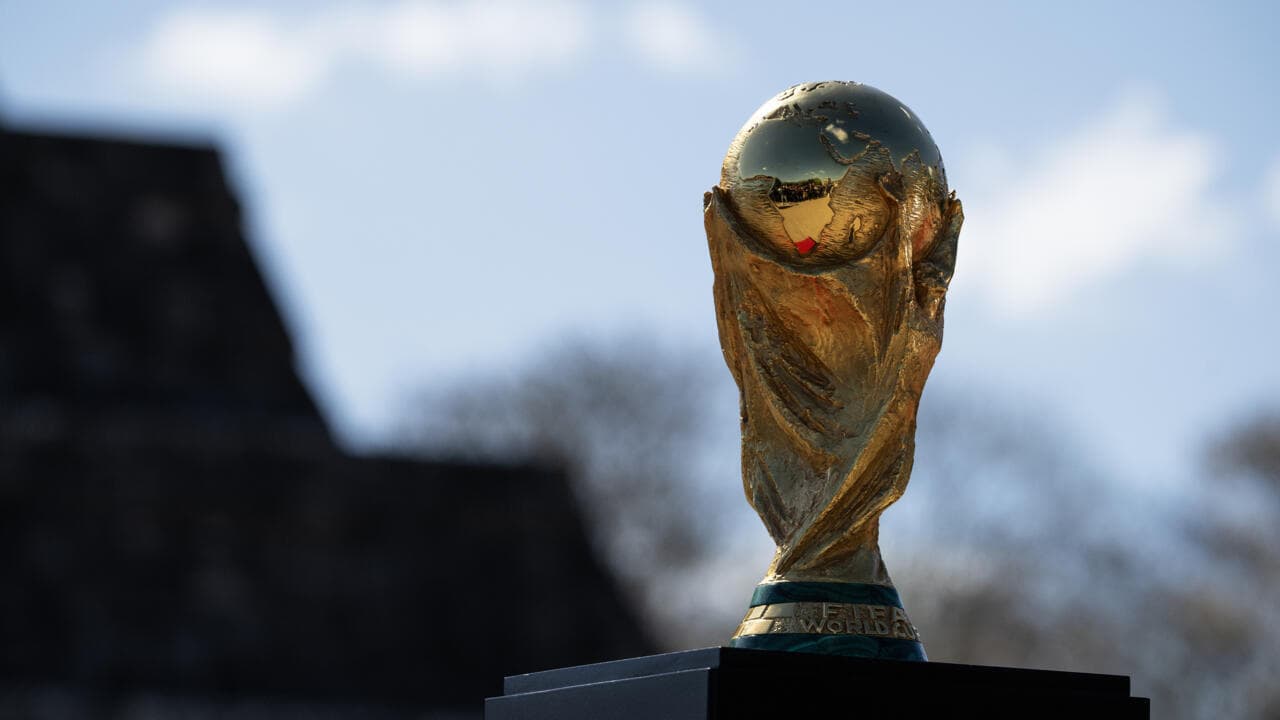 FIFA World Cup trophy on display outdoors FIFA World Cup trophy on display outdoors