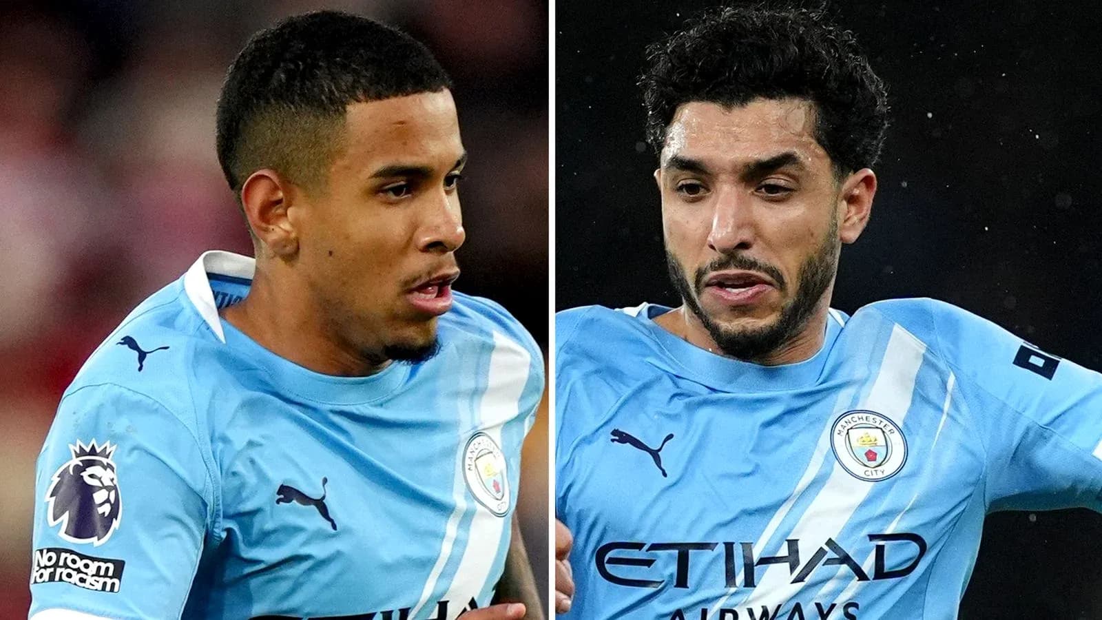 Two Manchester City players during a match Two Manchester City players during a match