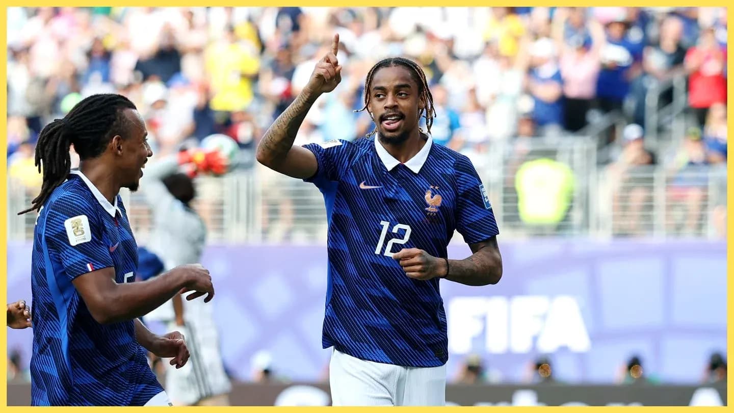 Player celebrating after scoring a goal for France Player celebrating after scoring a goal for France