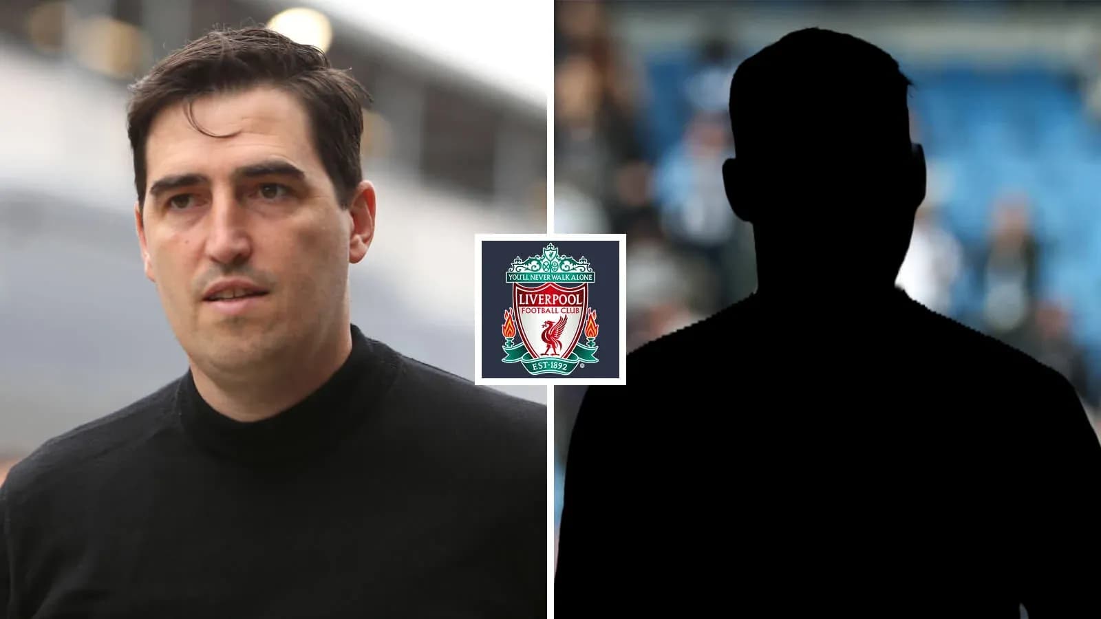 Person walking near Liverpool FC logo backdrop Person walking near Liverpool FC logo backdrop