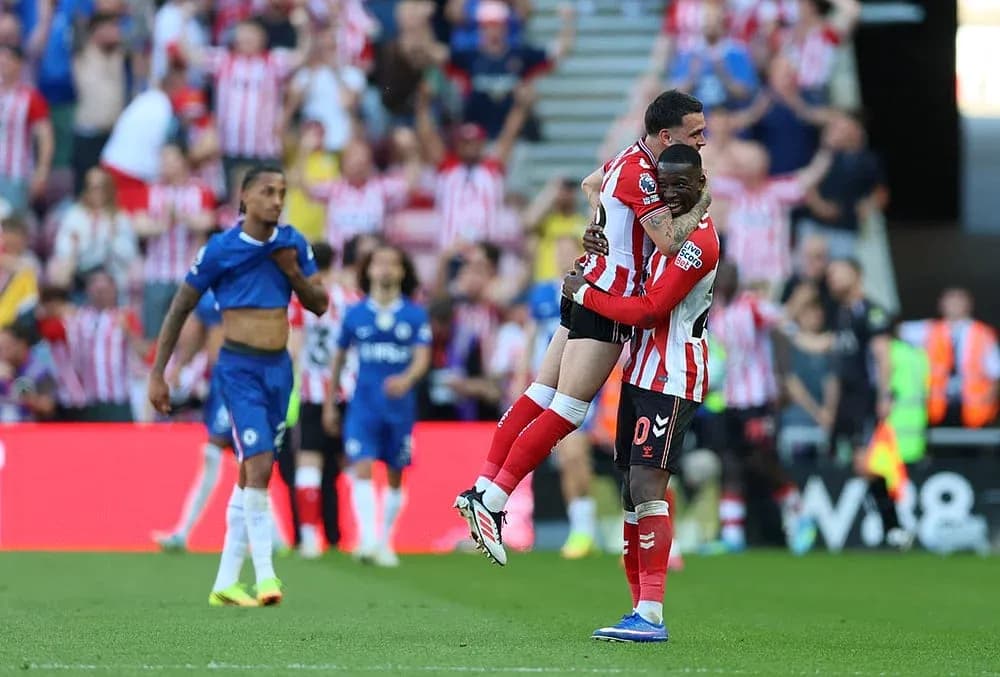 Sunderland players celebrating during match against Chelsea Sunderland players celebrating during match against Chelsea