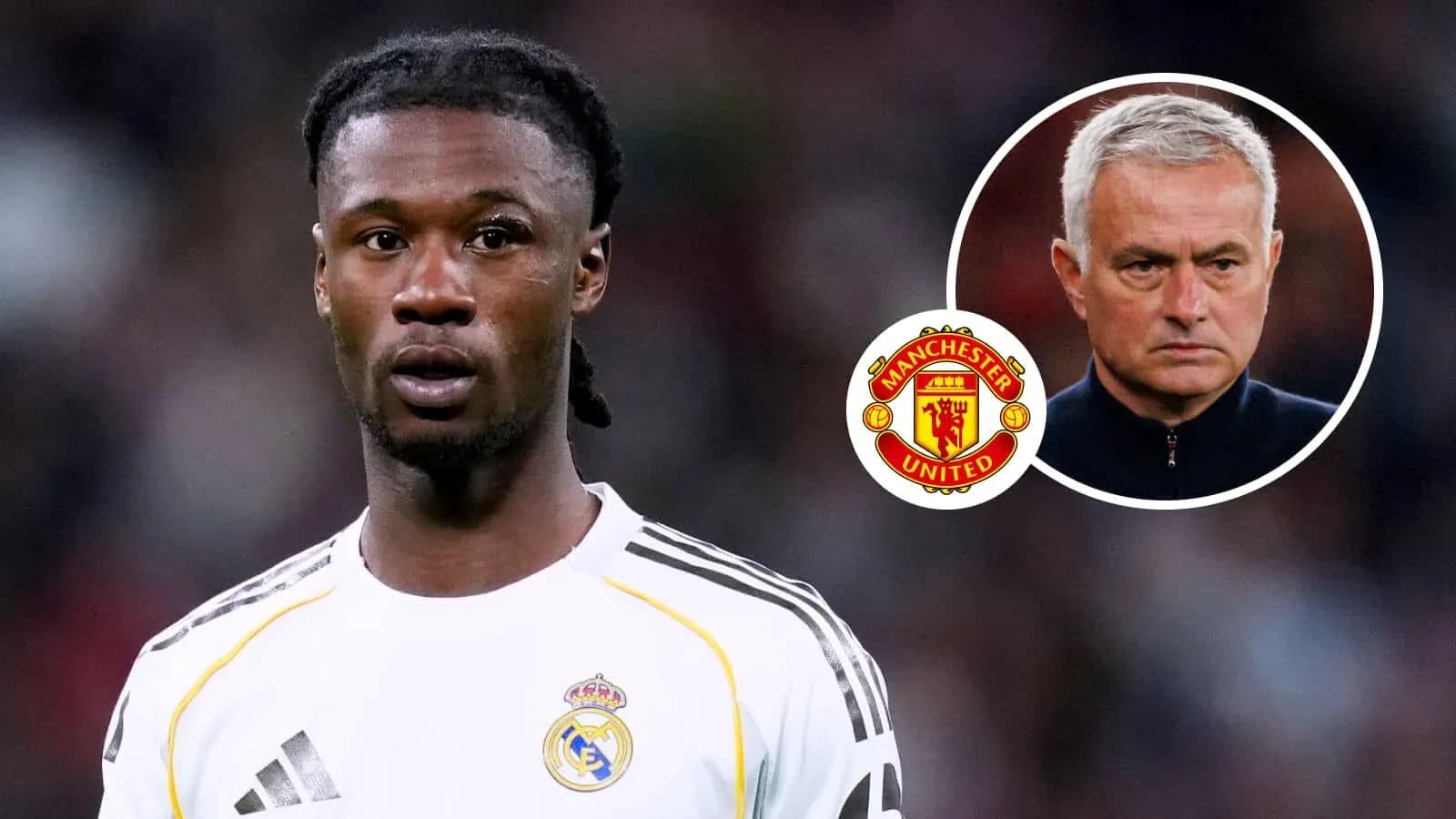 Player in Real Madrid kit with Manchester United logos Player in Real Madrid kit with Manchester United logos