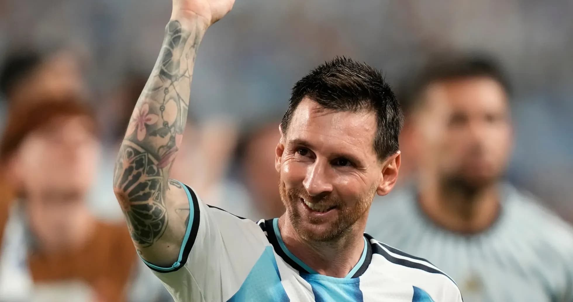 Lionel Messi celebrating during a match Lionel Messi celebrating during a match