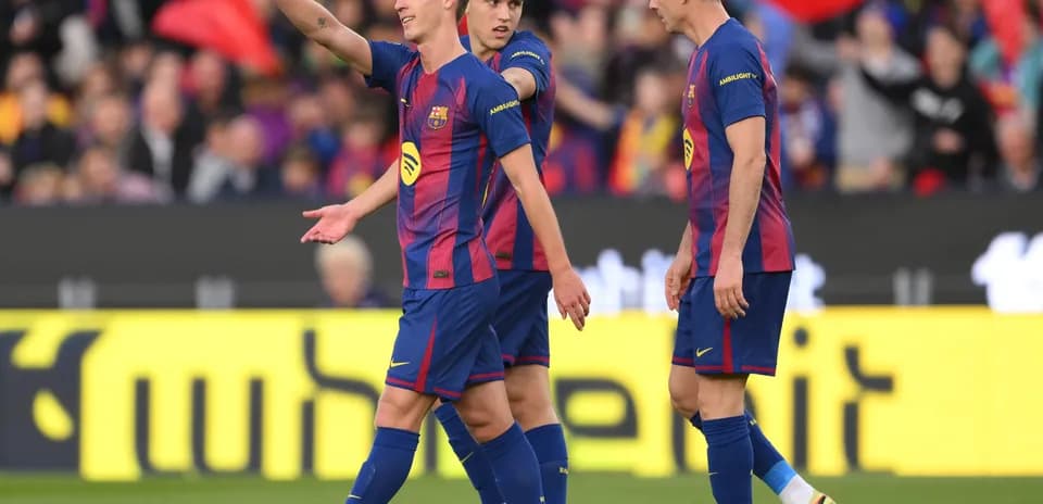 Barcelona players celebrating during La Liga match Barcelona players celebrating during La Liga match