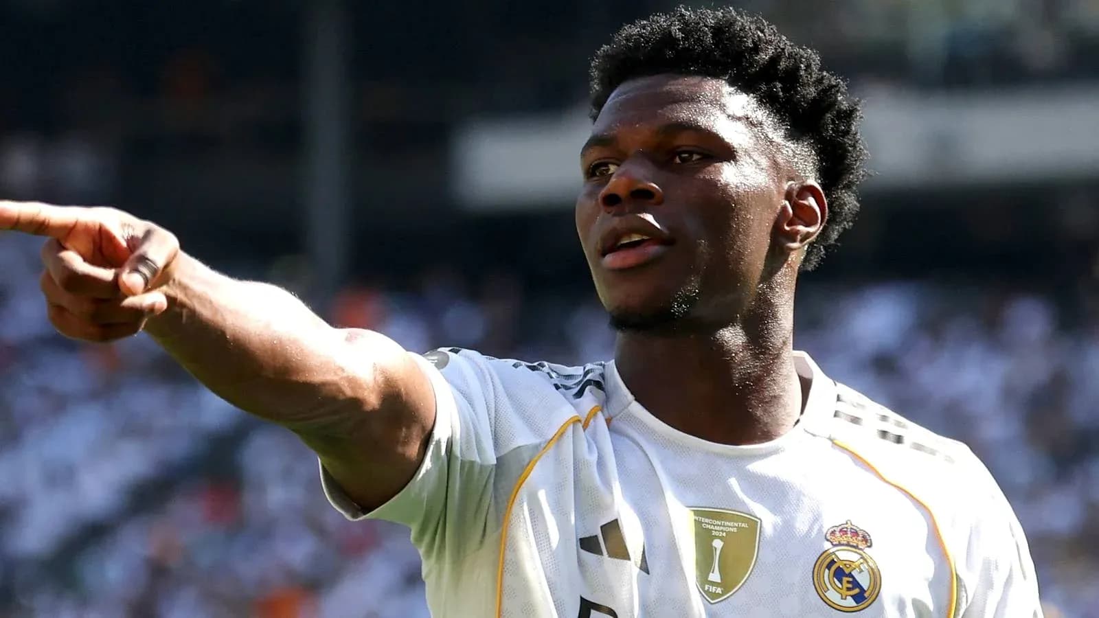 Player pointing during a match for Real Madrid Player pointing during a match for Real Madrid
