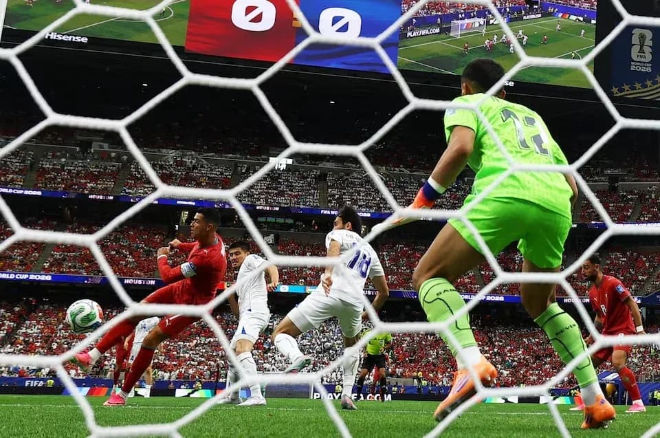 Goalkeeper saving shot during FIFA World Cup match Goalkeeper saving shot during FIFA World Cup match