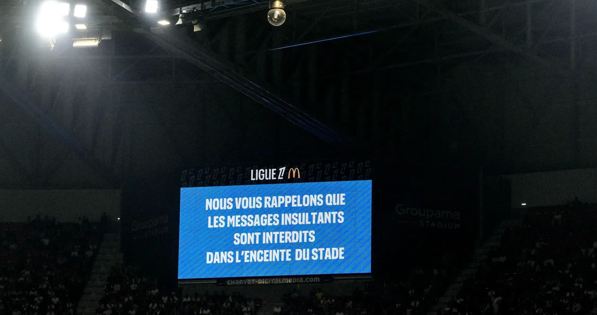 Message board warning against insulting remarks at stadium Message board warning against insulting remarks at stadium