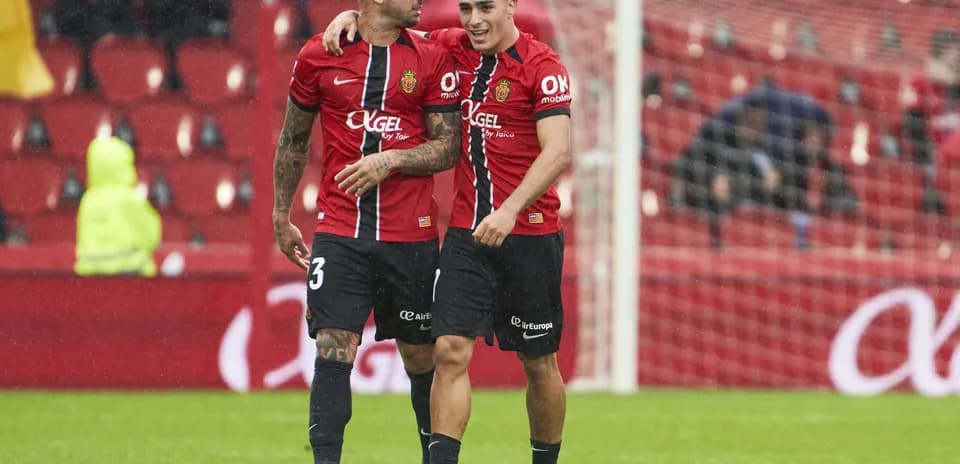 Mallorca players celebrating during La Liga match Mallorca players celebrating during La Liga match