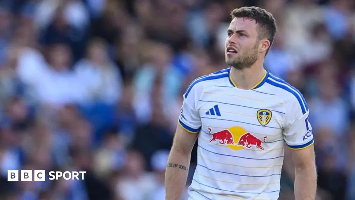 Leeds United player looking up during match Leeds United player looking up during match