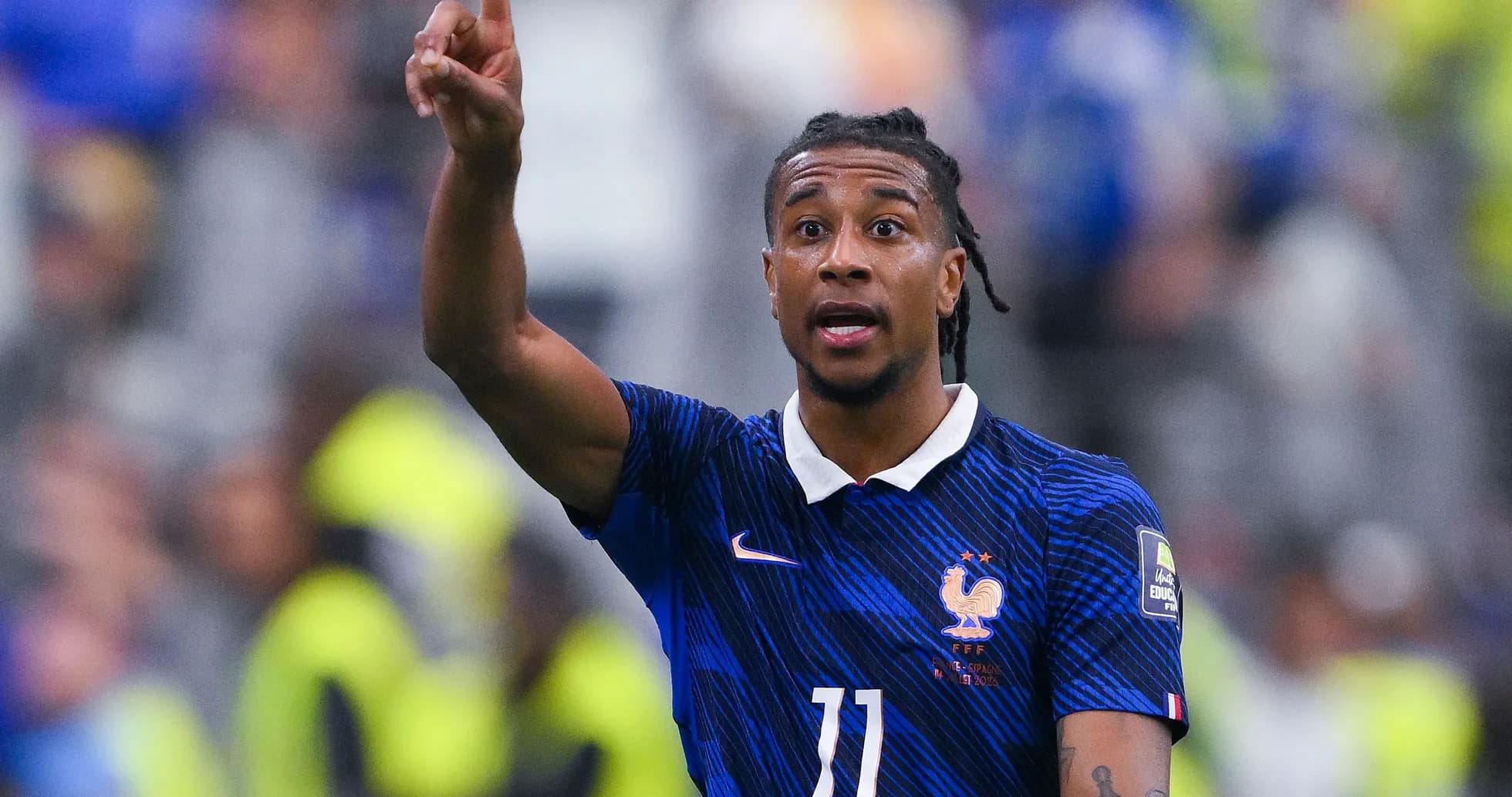 Player gesturing during France national team match Player gesturing during France national team match