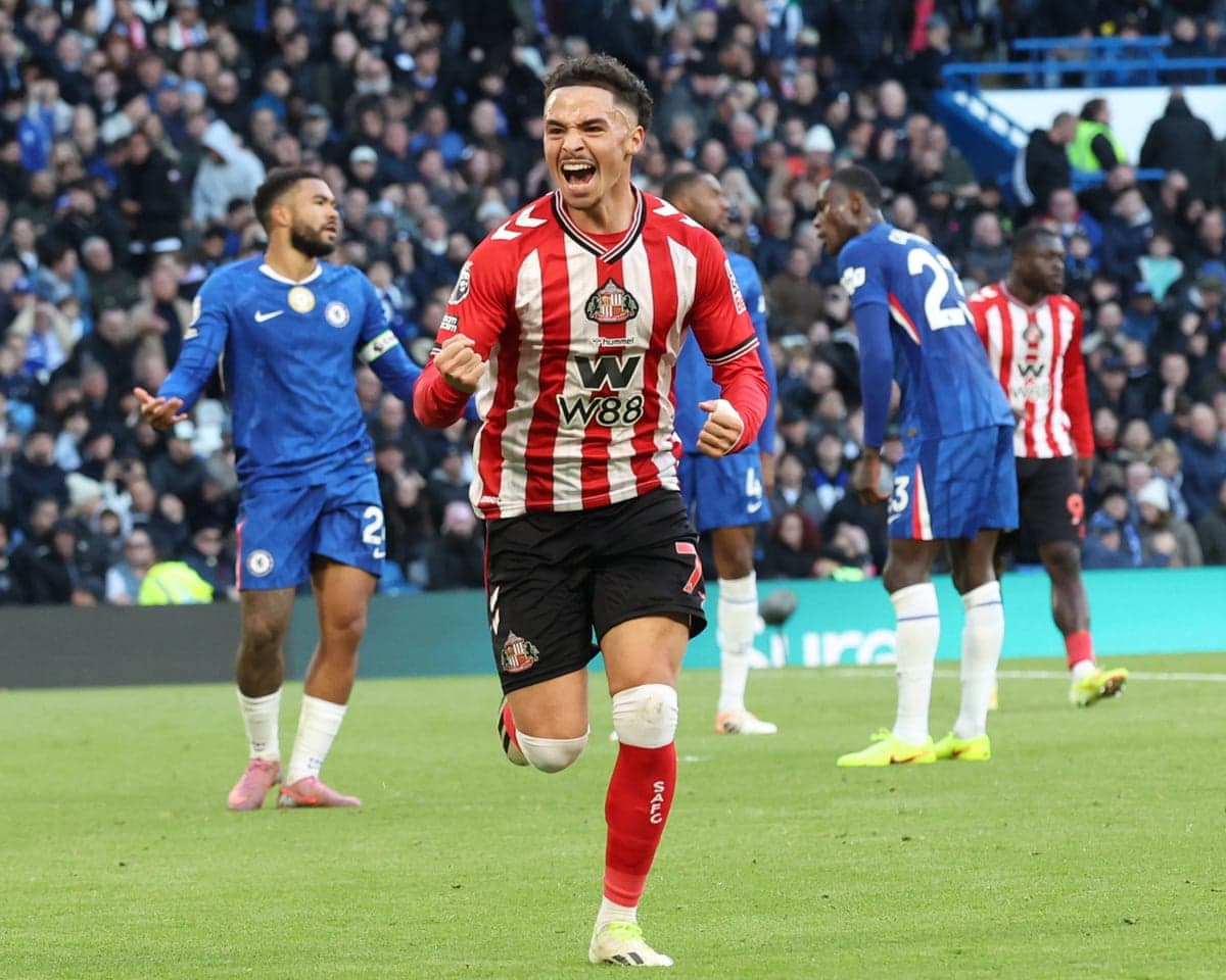 Sunderland player celebrating during match against Chelsea Sunderland player celebrating during match against Chelsea