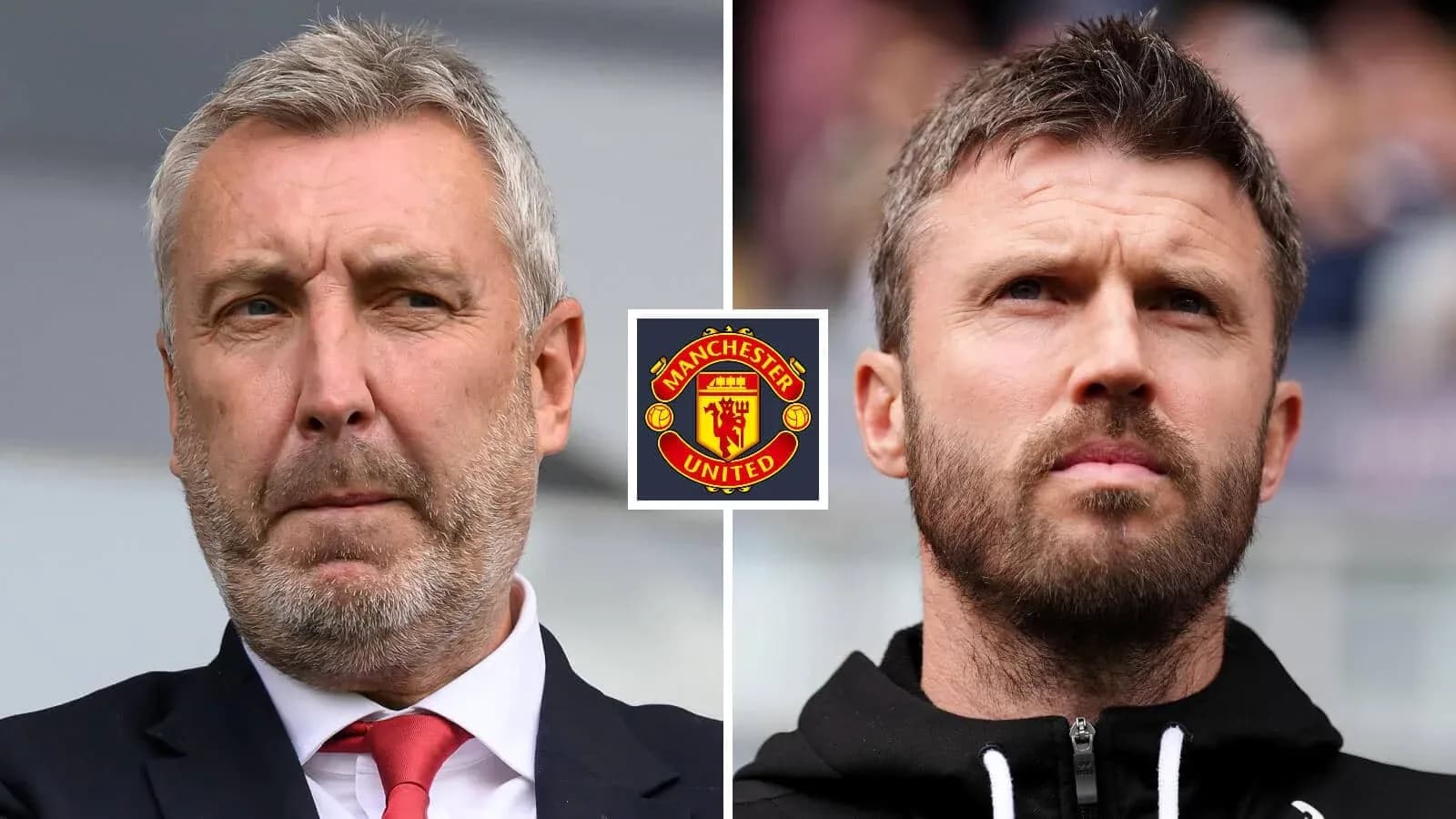 Two football coaches with Manchester United logo Two football coaches with Manchester United logo