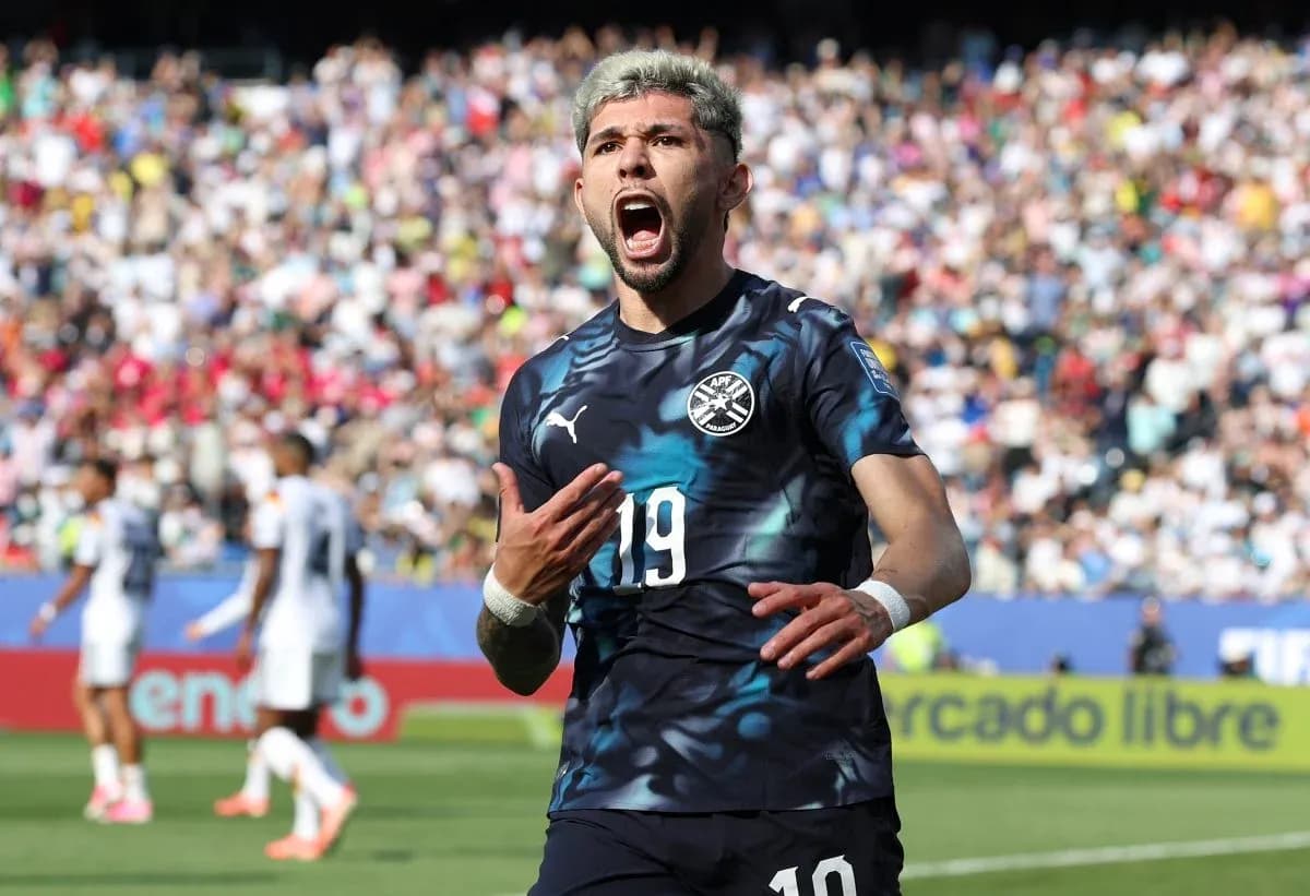 Paraguayan player celebrating during a match Paraguayan player celebrating during a match