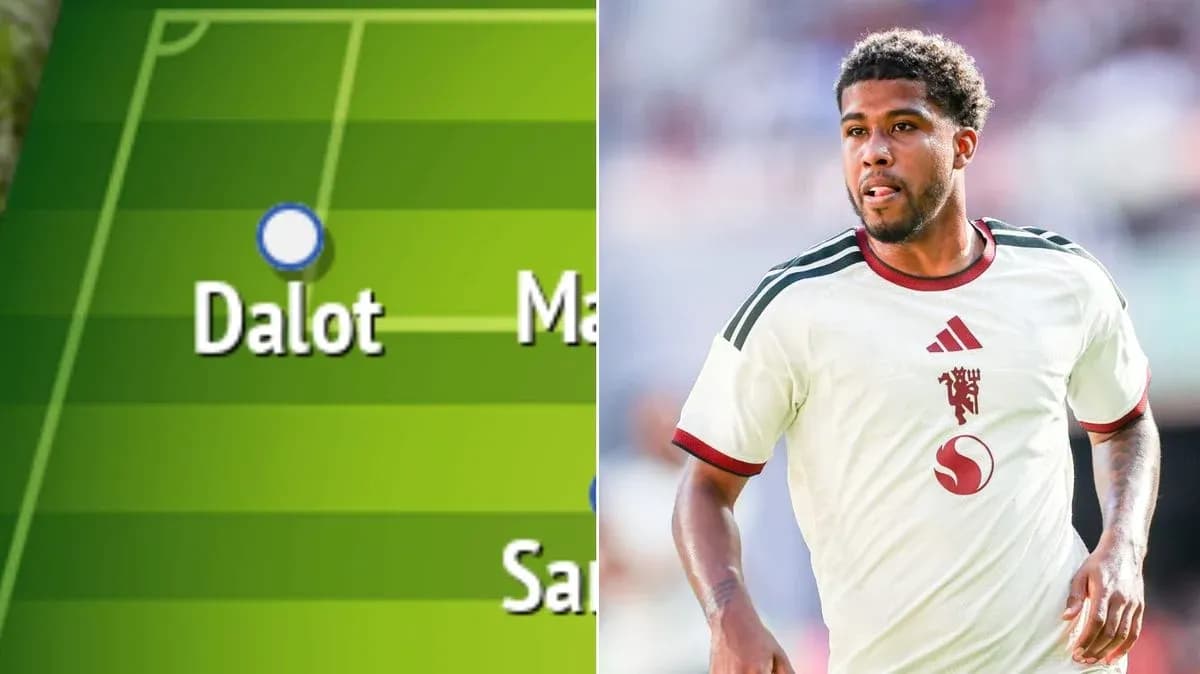 Player Dalot displayed on tactical board layout Player Dalot displayed on tactical board layout