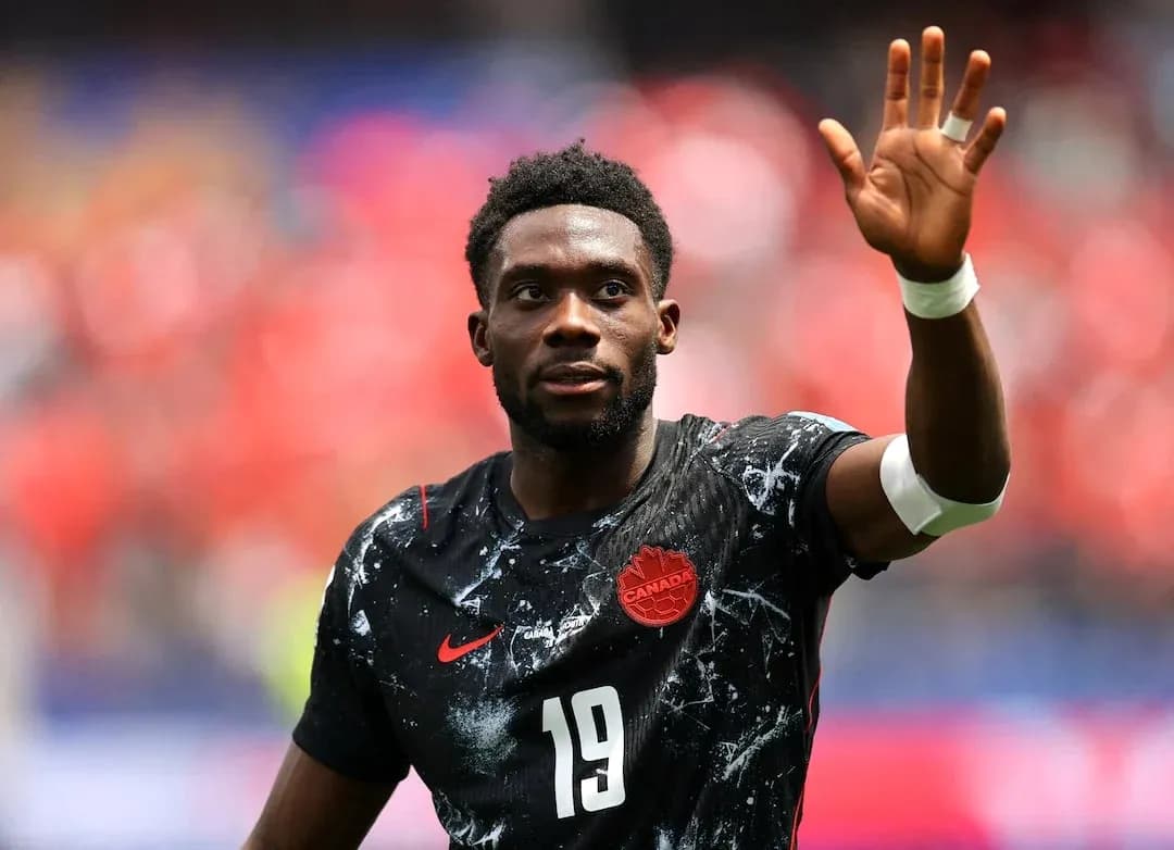 Canadian player celebrating during World Cup match Canadian player celebrating during World Cup match