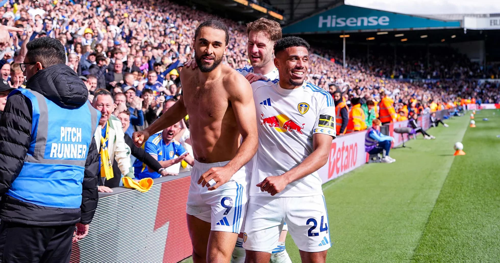 Leeds players celebrating after a goal Leeds players celebrating after a goal