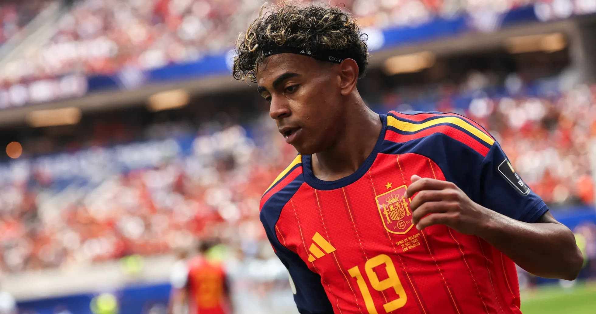Player wearing Spain jersey during match action Player wearing Spain jersey during match action