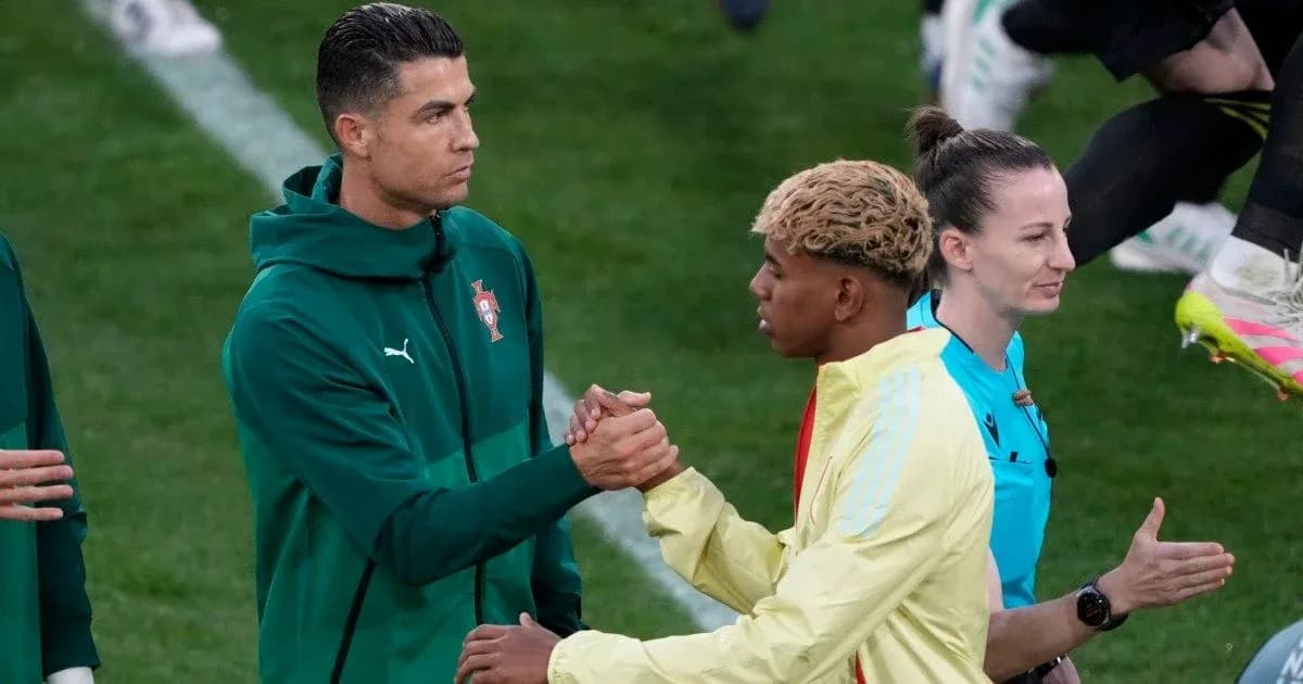 Cristiano Ronaldo shaking hands with teammate before match Cristiano Ronaldo shaking hands with teammate before match