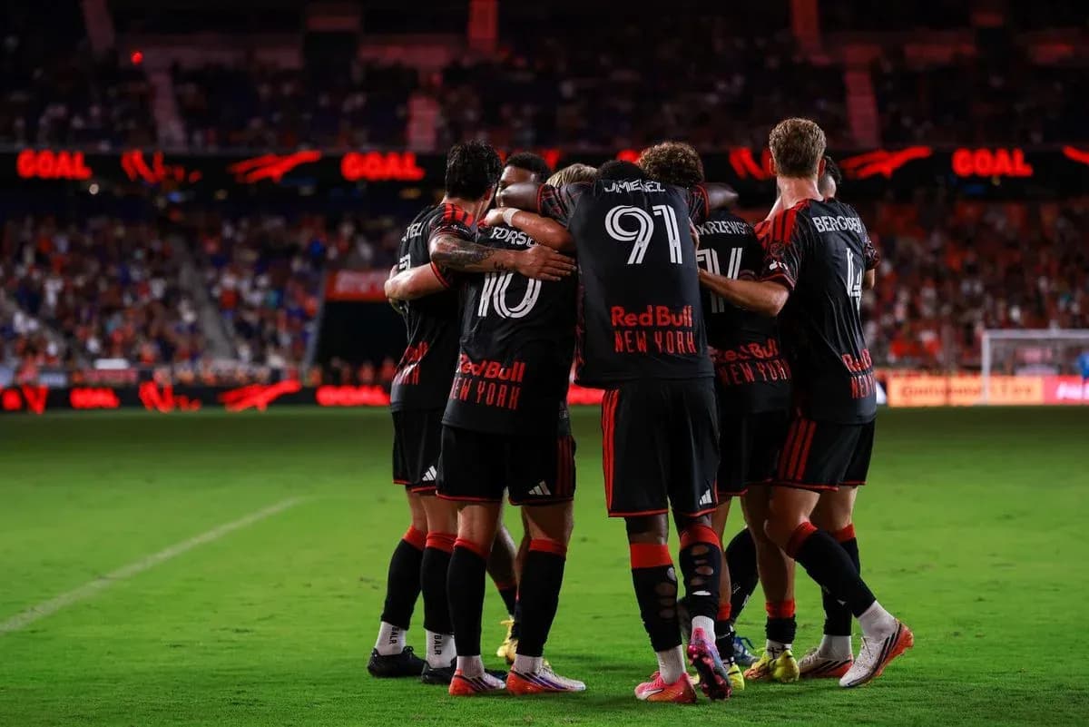 New York Red Bulls celebrating a goal New York Red Bulls celebrating a goal
