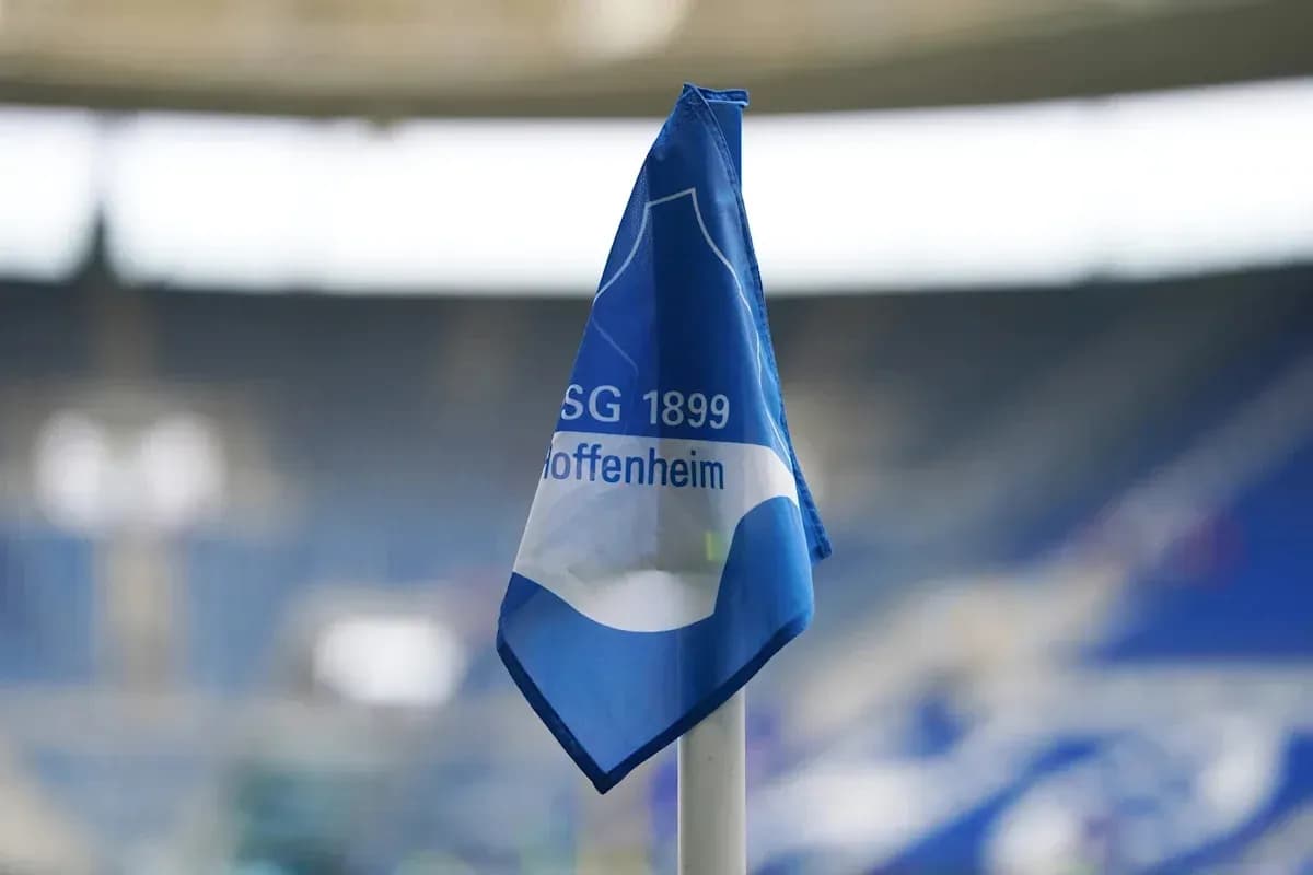 Corner flag displaying TSG 1899 Hoffenheim logo Corner flag displaying TSG 1899 Hoffenheim logo
