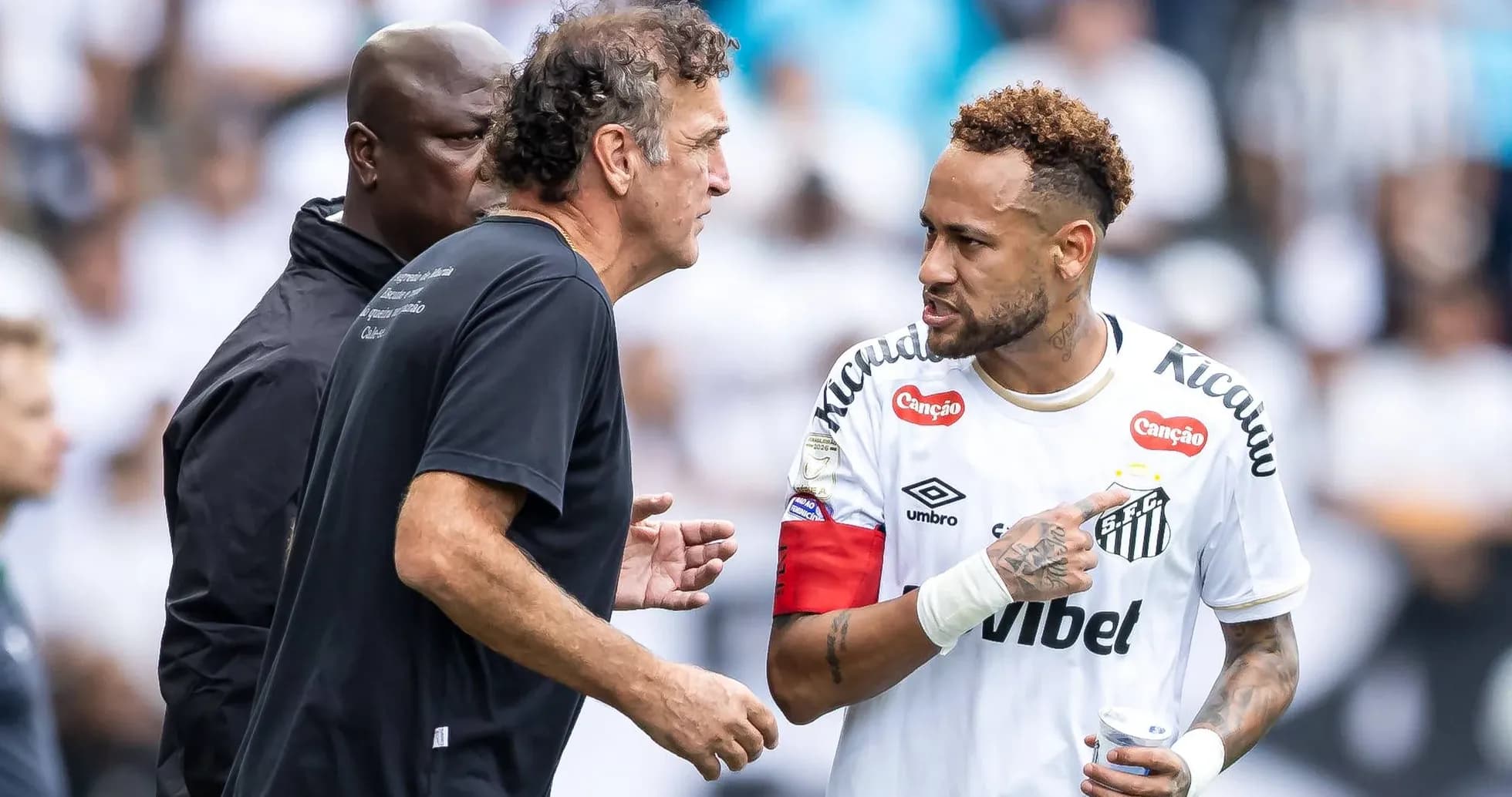 Neymar discussing with coach during match Neymar discussing with coach during match