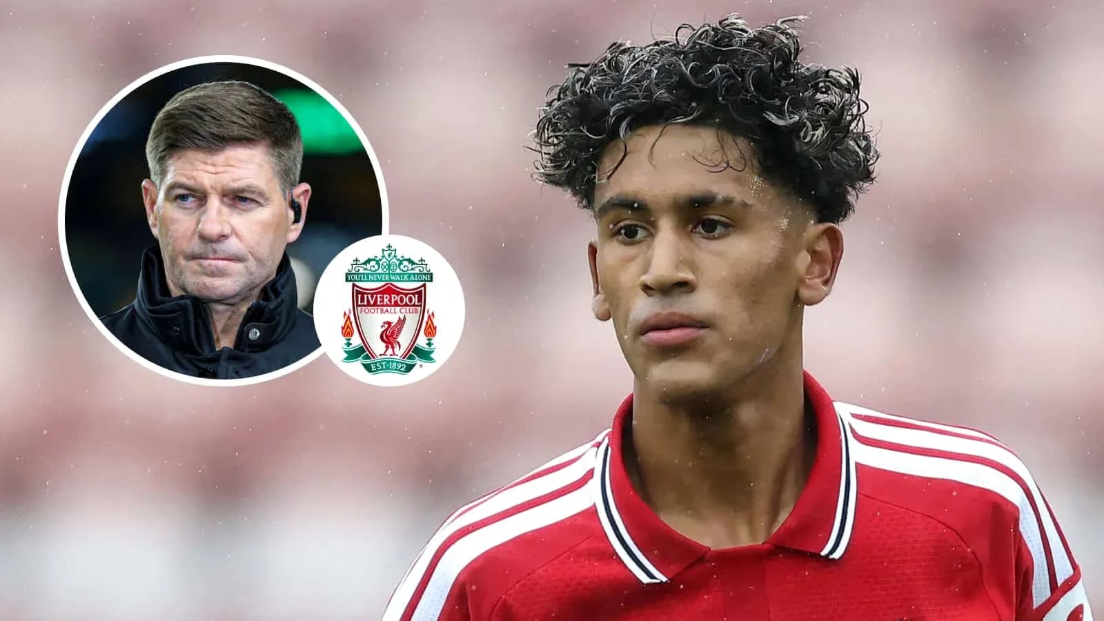 Young player in Liverpool kit on the field Young player in Liverpool kit on the field