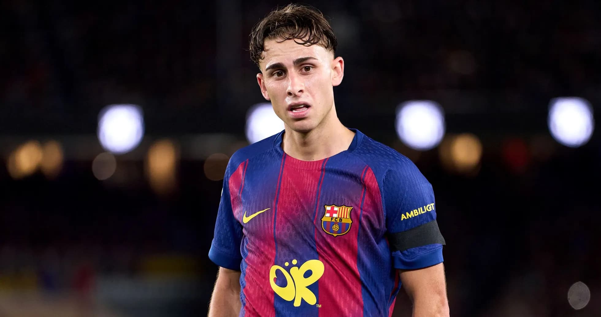 Player in FC Barcelona kit during match Player in FC Barcelona kit during match