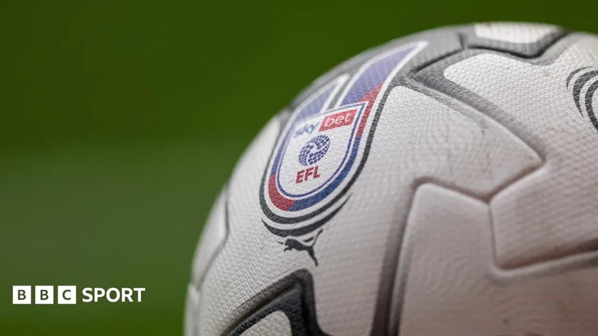 Close-up of a football with EFL logo Close-up of a football with EFL logo