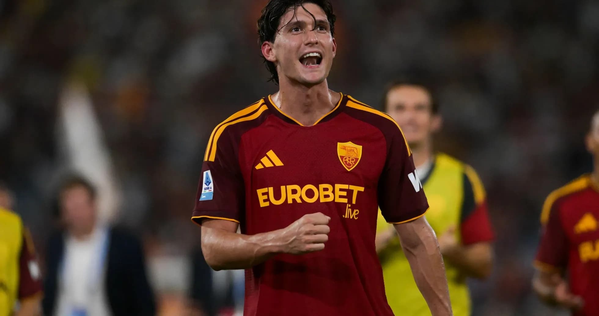 AS Roma player celebrating during a match AS Roma player celebrating during a match