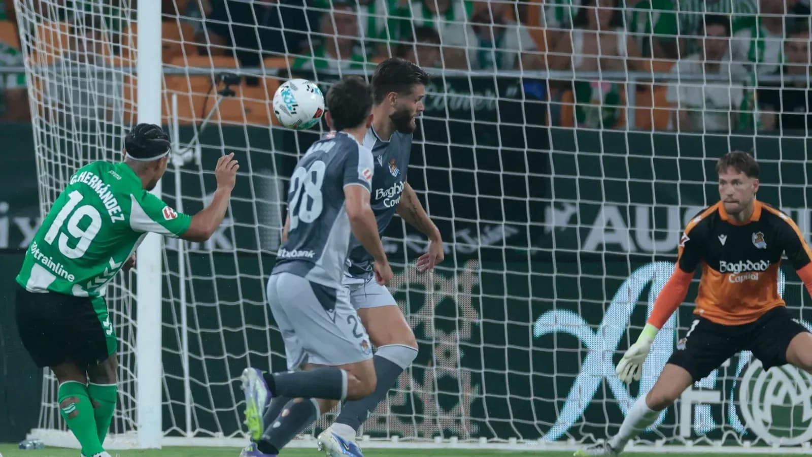 Goal attempt during Real Sociedad vs Real Betis match Goal attempt during Real Sociedad vs Real Betis match