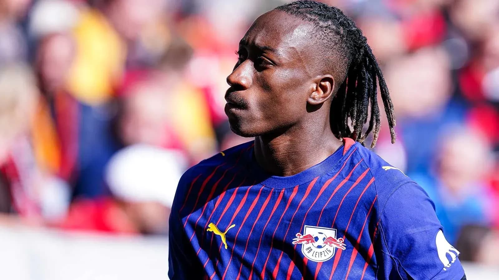 Player in RB Leipzig kit on the pitch Player in RB Leipzig kit on the pitch