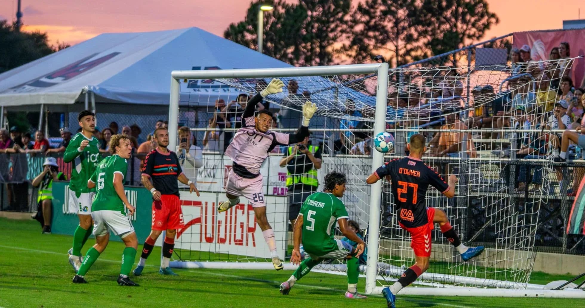 Goalkeeper jumping during Indy Eleven match Goalkeeper jumping during Indy Eleven match