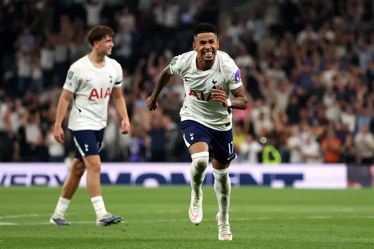Player celebrating a goal for Tottenham Hotspur Player celebrating a goal for Tottenham Hotspur