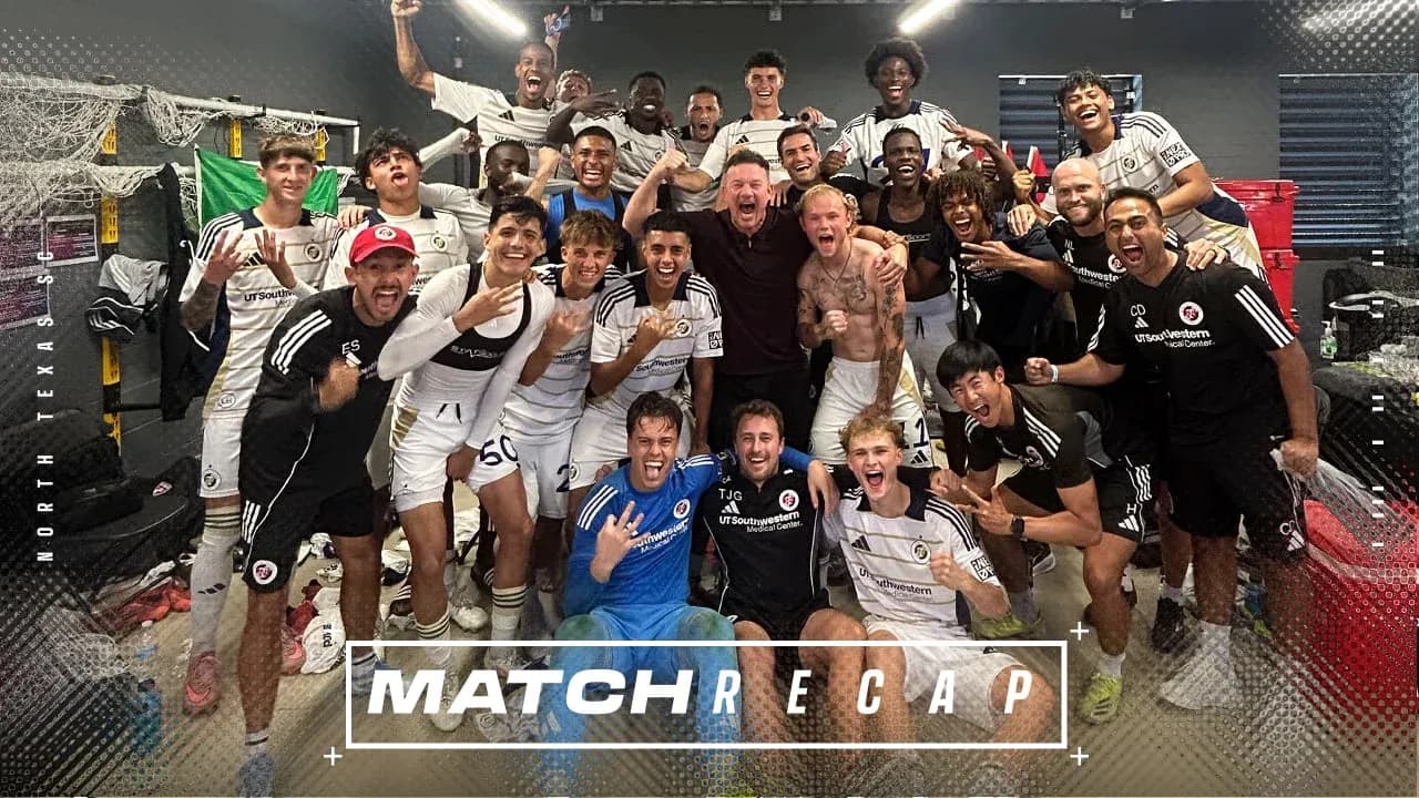 North Texas SC team celebrating in locker room North Texas SC team celebrating in locker room