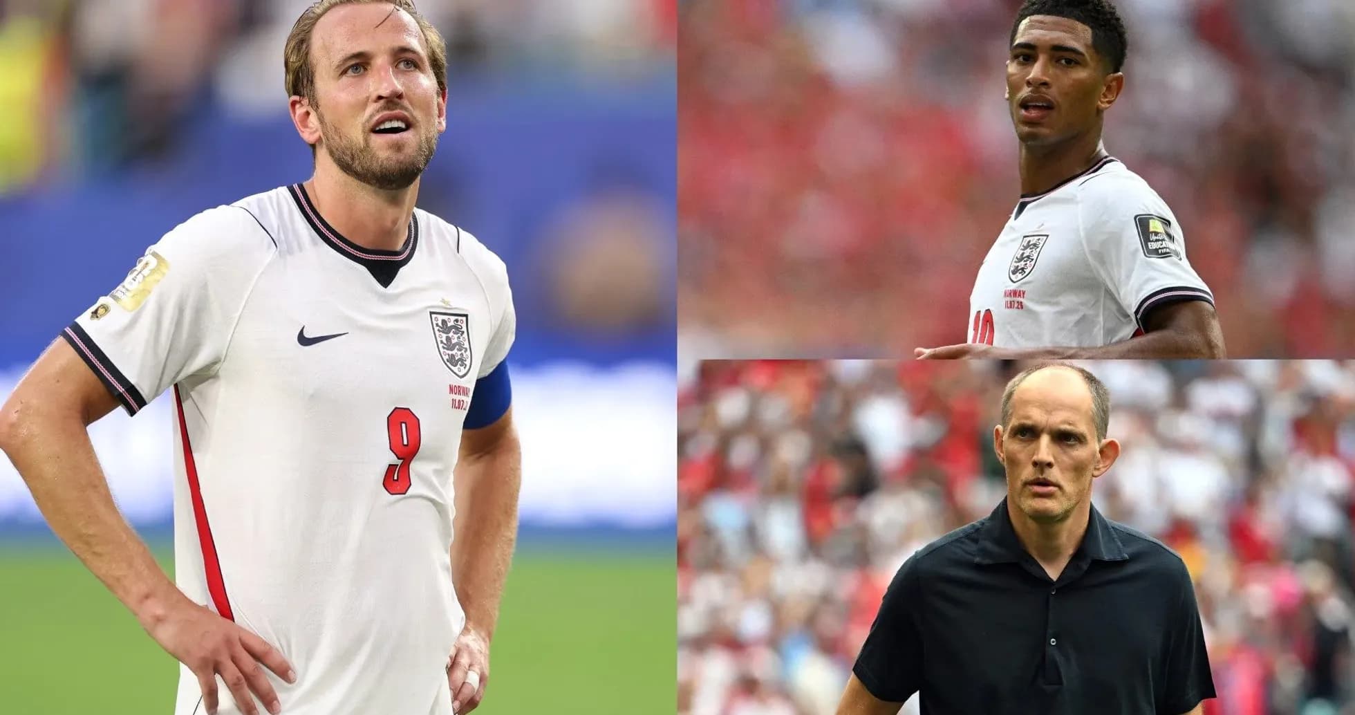 Harry Kane and Jude Bellingham during match with coach Harry Kane and Jude Bellingham during match with coach