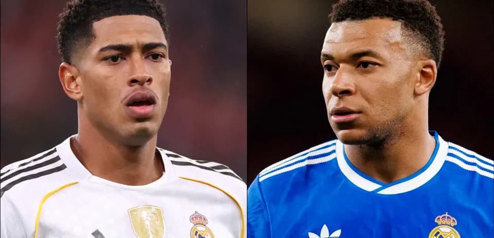 Two football players in Real Madrid jerseys Two football players in Real Madrid jerseys