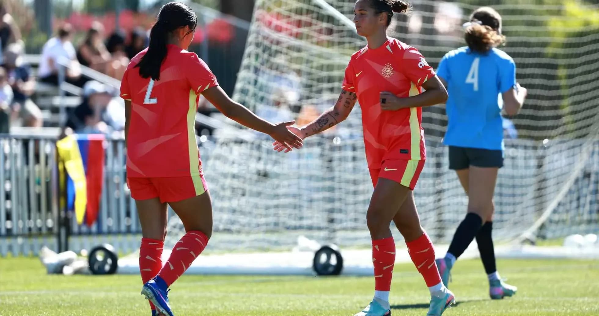 Players celebrating during Portland Thorns match Players celebrating during Portland Thorns match