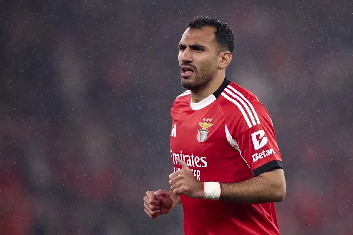 Player in red Benfica jersey during match Player in red Benfica jersey during match