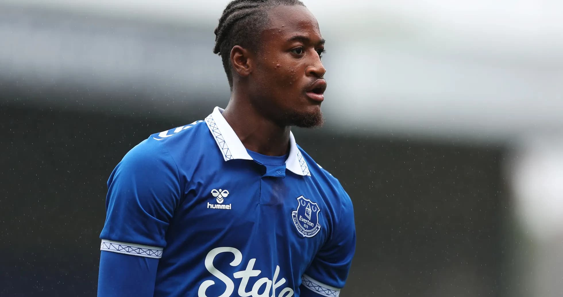 Player in Everton kit during training session Player in Everton kit during training session