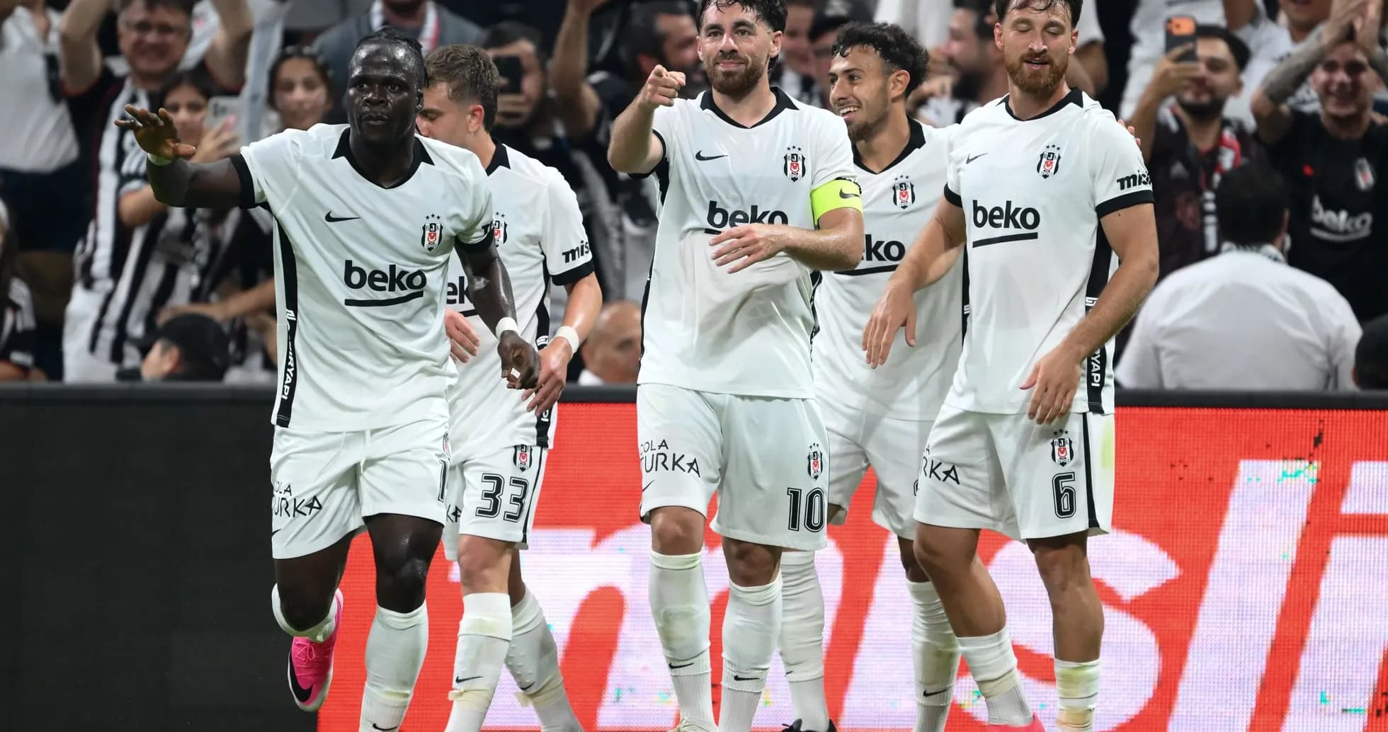 Beşiktaş players celebrating a goal during match Beşiktaş players celebrating a goal during match