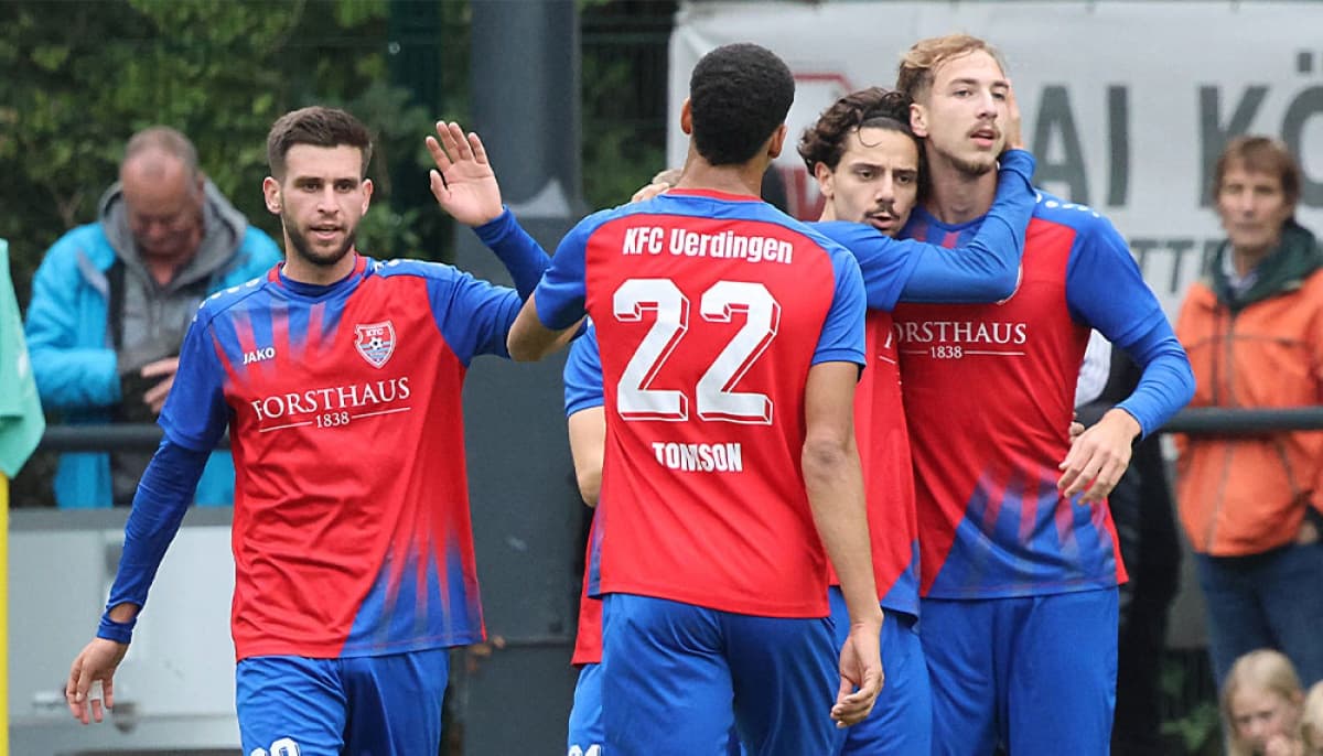 KFC Uerdingen players celebrating a goal KFC Uerdingen players celebrating a goal