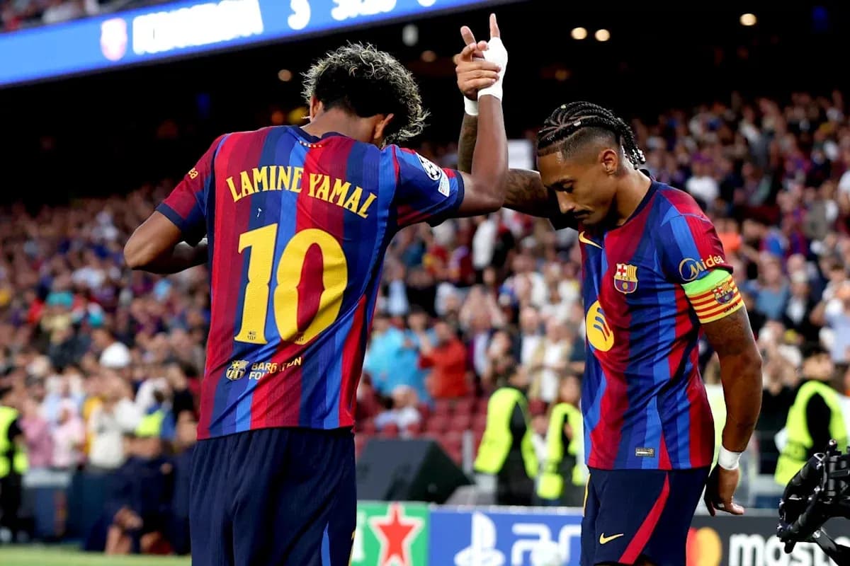 Lamine Yamal celebrating with teammate after goal Lamine Yamal celebrating with teammate after goal